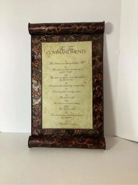 Brown and Cream Decorative Ten Commandments Plaque